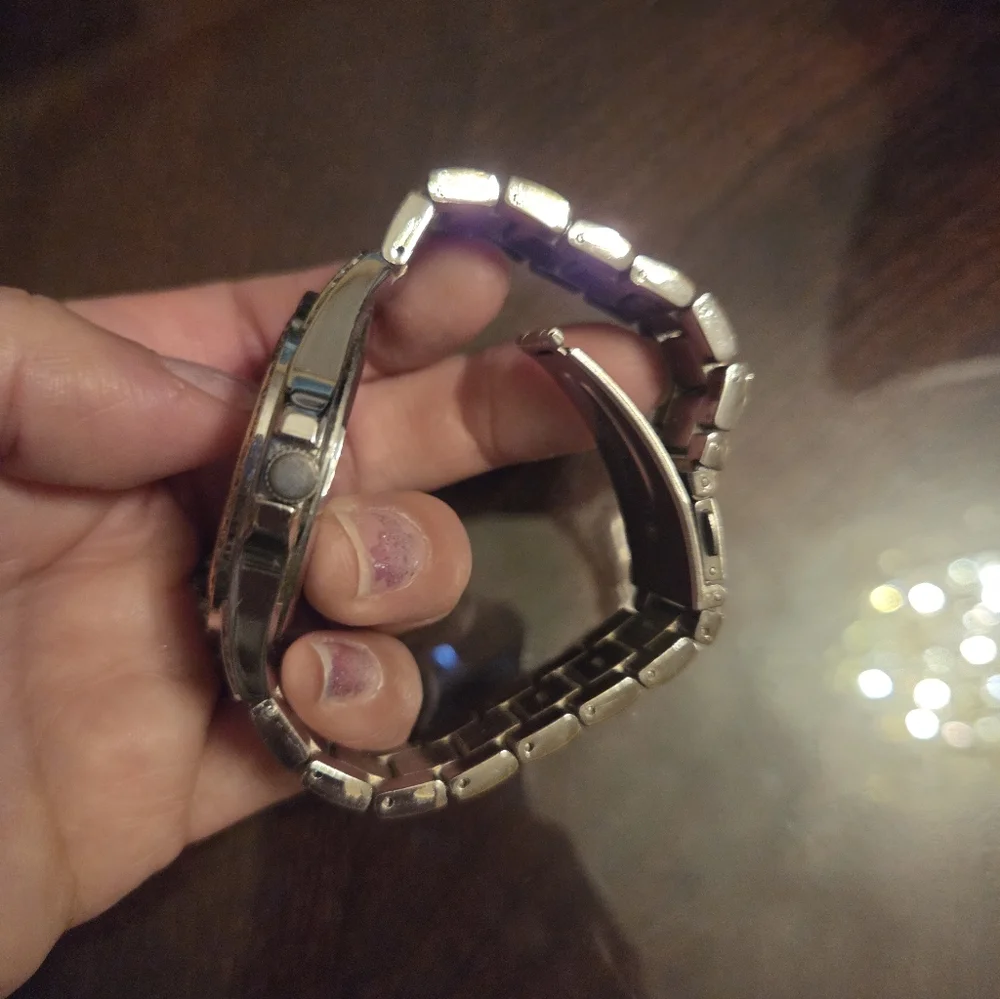 Bebe Women's Crystal-Embellished Silver and Rose Gold Watch - Picture 4 of 6